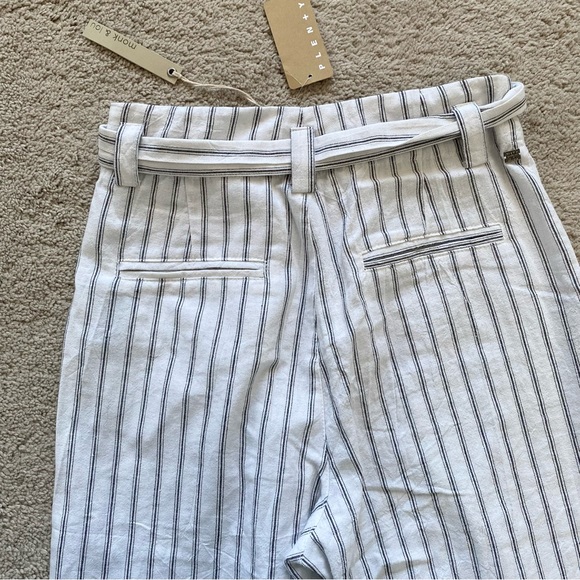 BNWT Monk & Lou White High Rise Pinstripe Paperbag Waist Pants - Picture 7 of 14